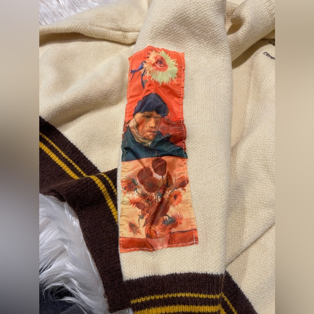 NWT Aelfric Eden Sunflowers & Self-portrait of Van Gogh WORKS OF ART Sweater - Picture 5 of 9